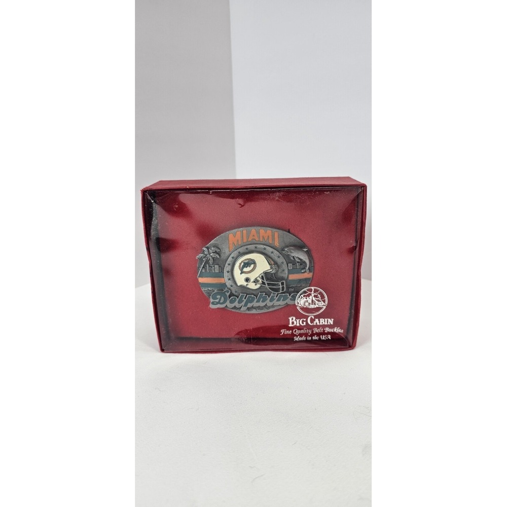Vintage Miami Dolphins NFL Belt Buckle Big Cabin USA Football Helmet New‎ Box